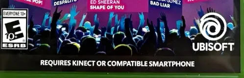 Just Dance 2018, the ESRB box on its front