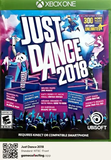 Just Dance 2018 Xbox One, NTSC box front