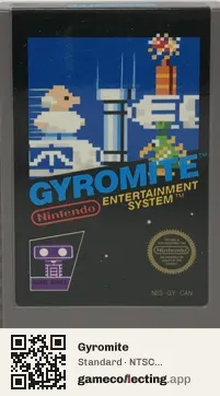 Gyromite Nintendo Entertainment System, NTSC cartridge label