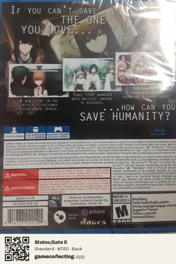 Steins;Gate 0 PlayStation 4, NTSC box back