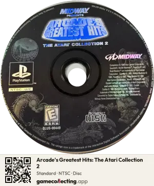 Arcade's Greatest Hits: The Atari Collection 2 PlayStation, NTSC disc