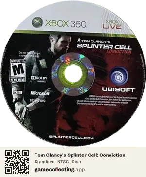 Tom Clancy's Splinter Cell: Conviction Xbox 360, NTSC disc