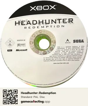 Headhunter: Redemption Xbox, PAL disc