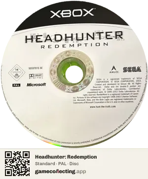 Headhunter: Redemption Xbox, PAL disc