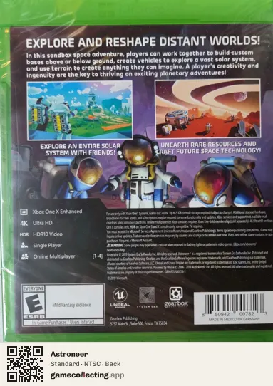 Astroneer Xbox One, NTSC box back