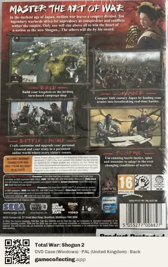 Total War: Shogun 2 Computer, United Kingdom box back