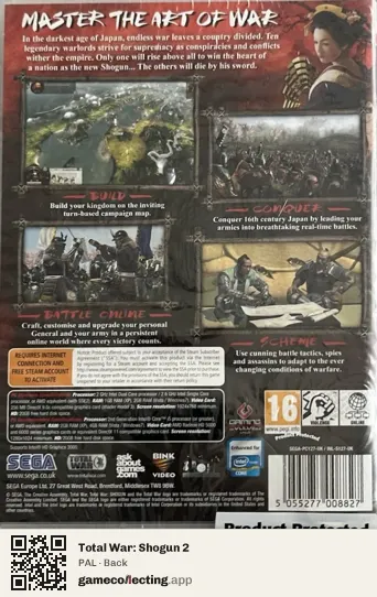Total War: Shogun 2 Computer, PAL box back
