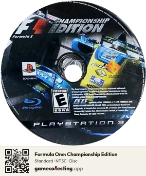 Formula One: Championship Edition PlayStation 3, NTSC disc