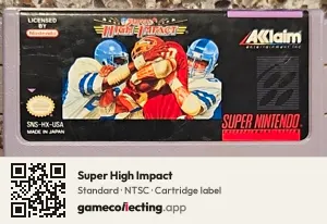 Super High Impact Super Nintendo Entertainment System, NTSC cartridge label