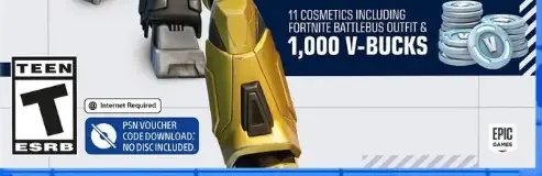 Fortnite, the ESRB box on its front