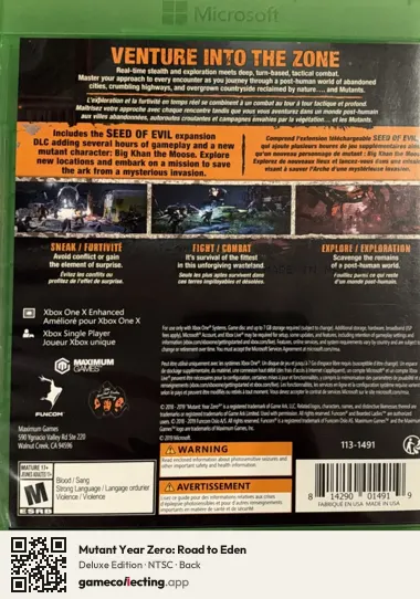 Mutant Year Zero: Road to Eden Xbox One, NTSC box back