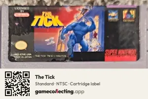 The Tick Super Nintendo Entertainment System, NTSC cartridge label