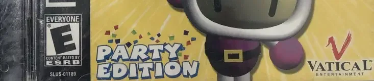 Bomberman, the ESRB box on its front