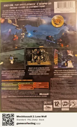MechAssault 2: Lone Wolf Xbox, Italy box back