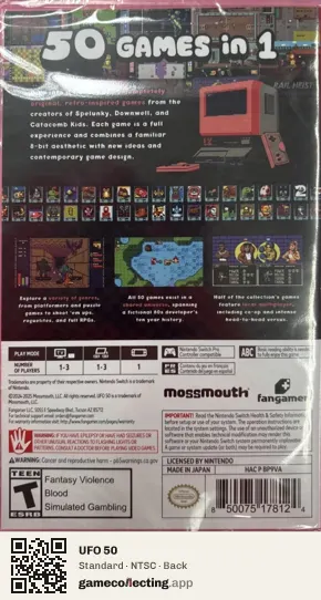 UFO 50 Nintendo Switch, NTSC box back