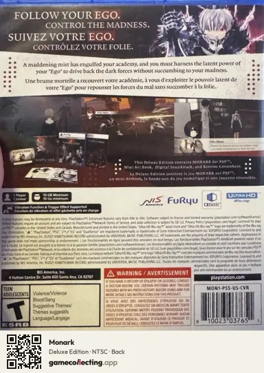 Monark PlayStation 5, NTSC box back