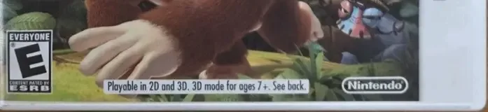 Donkey Kong Country Returns 3D, the ESRB box on its front