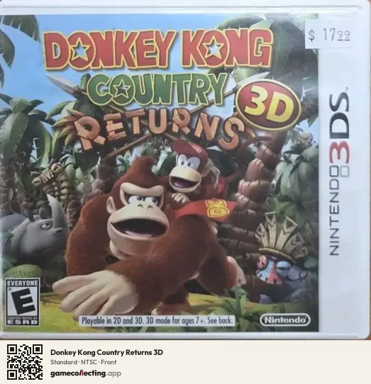Donkey Kong Country Returns 3D Nintendo 3DS, NTSC box front