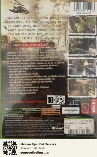 Shadow Ops: Red Mercury Xbox, PAL box back