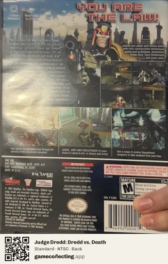 Judge Dredd: Dredd vs. Death Nintendo GameCube, NTSC box back