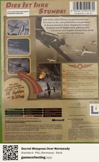 Secret Weapons Over Normandy Xbox, Germany box back