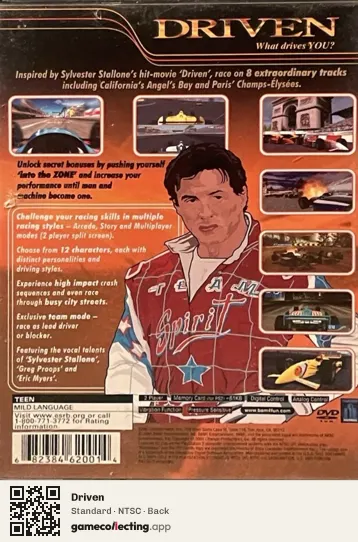 Driven PlayStation 2, NTSC box back