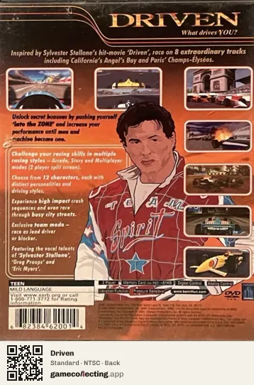 Driven PlayStation 2, NTSC box back