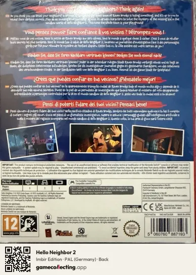 Hello Neighbor 2 Nintendo Switch, Germany box back