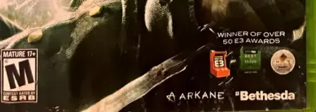 Dishonored, the ESRB box on its front