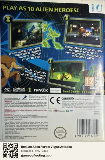 Ben 10: Alien Force: Vilgax Attacks Nintendo Wii, PAL box back