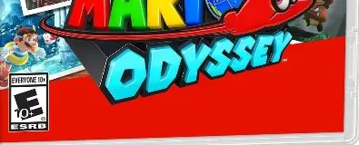 Super Mario Odyssey, the ESRB box on its front