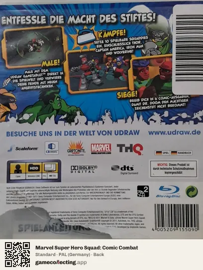 Marvel Super Hero Squad: Comic Combat PlayStation 3, Germany box back