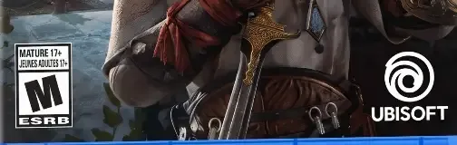 Assassin's Creed Mirage, the ESRB box on its front