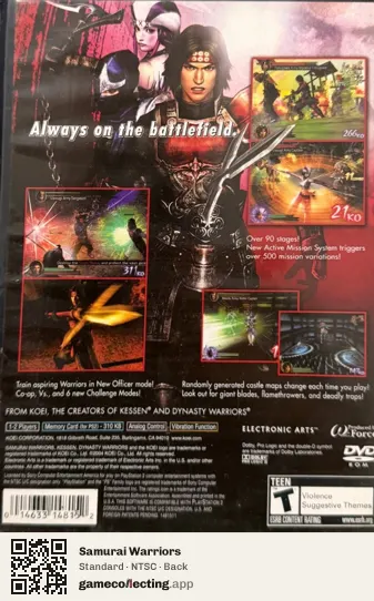 Samurai Warriors PlayStation 2, NTSC box back