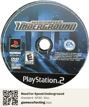 Need for Speed Underground PlayStation 2, NTSC disc