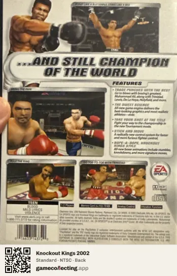 Knockout Kings 2002 PlayStation 2, NTSC box back