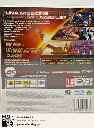 Mass Effect 2 PlayStation 3, Italy box back
