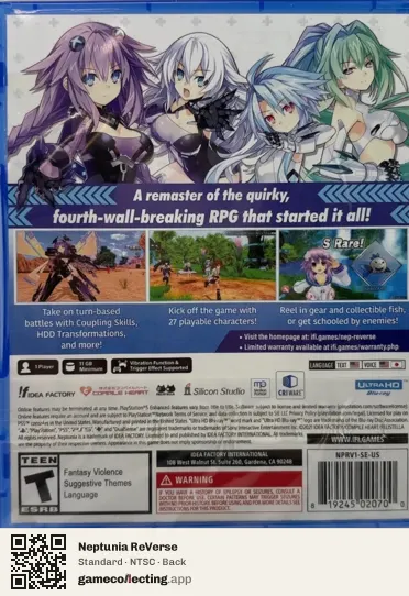Neptunia ReVerse PlayStation 5, NTSC box back