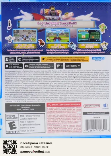 Once Upon a Katamari PlayStation 5, NTSC box back