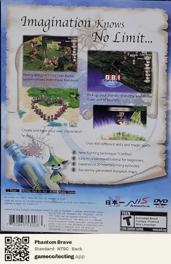 Phantom Brave PlayStation 2, NTSC box back