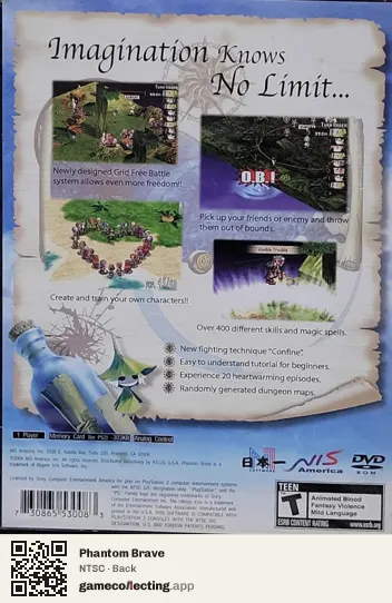 Phantom Brave PlayStation 2, NTSC box back