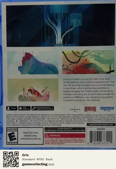 Gris PlayStation 5, NTSC box back