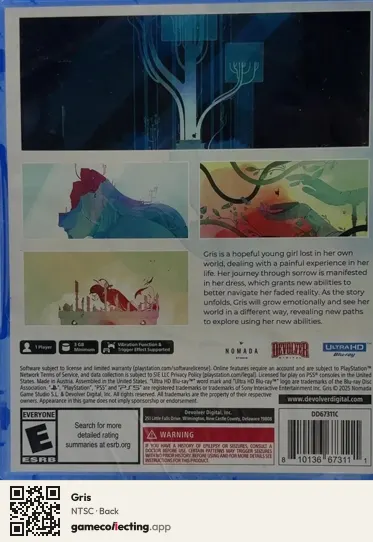 Gris PlayStation 5, NTSC box back