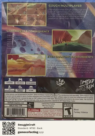 SmuggleCraft PlayStation 4, NTSC box back
