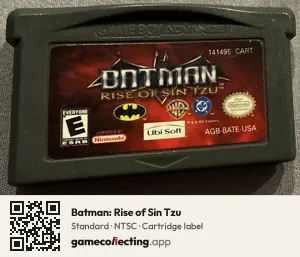 Batman: Rise of Sin Tzu Game Boy Advance, NTSC cartridge label