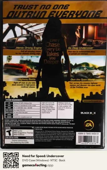 Need for Speed: Undercover Computer, NTSC box back
