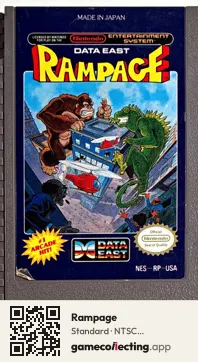 Rampage Nintendo Entertainment System, NTSC cartridge label
