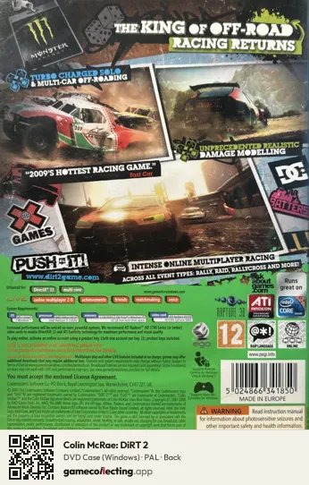 Colin McRae: DiRT 2 Computer, PAL box back
