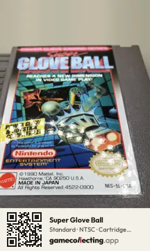 Super Glove Ball Nintendo Entertainment System, NTSC cartridge label