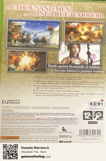 Dynasty Warriors 6 Xbox 360, PAL box back